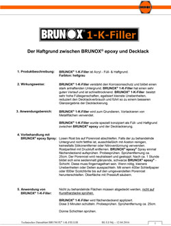 Brunox 1-K Filler Datenblatt – Alle Informationen zu 1-Komponenten-Filler und Haftgrundierung im Überblick Brunox 1-K Filler Datenblatt