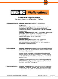 Brunox Waffenpflege Datenblatt