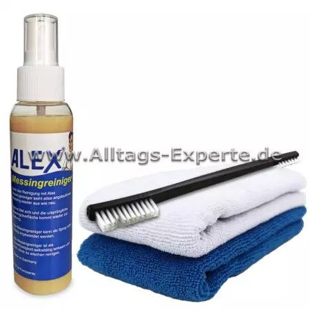 Messingreiniger + 2 Mikrofasertücher + 2-seitige Nylonbürste
